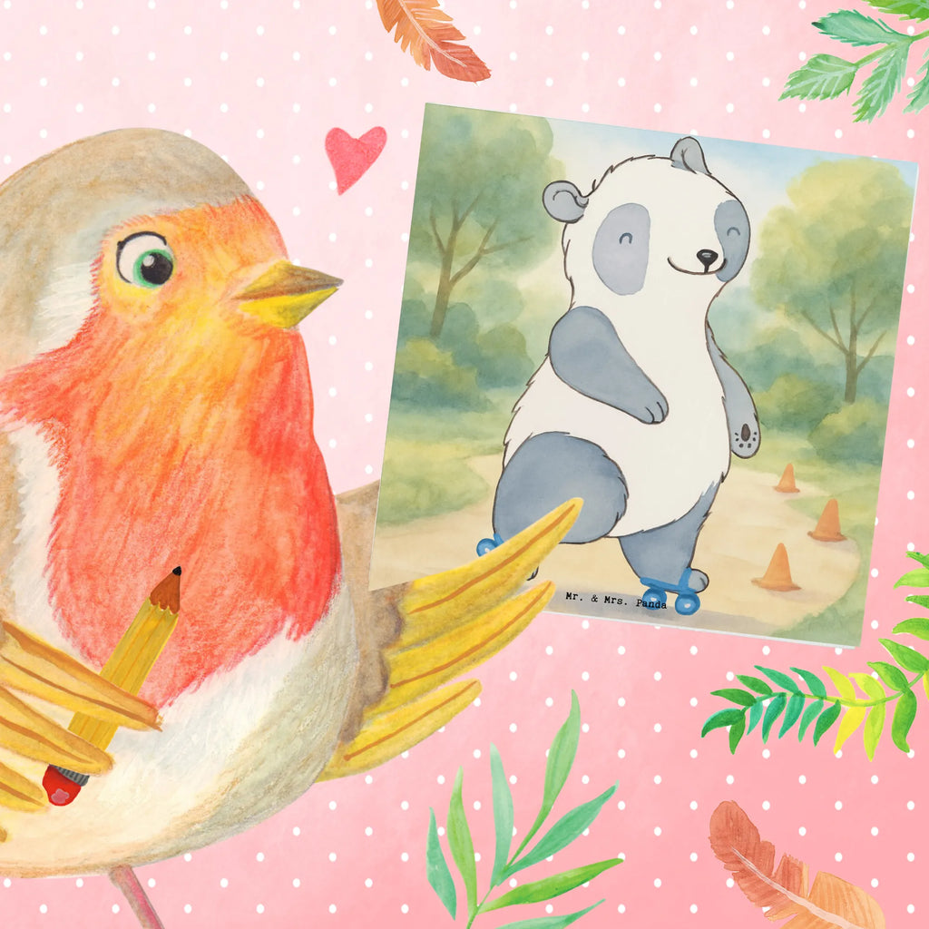 Deluxe Karte Panda Inliner fahren Design Glückwunschkarte, Gutscheinkarte, Geburtstagskarte, weihnachtskarte, Hochwertige Klappkarte, Einladungskarte, Klappkarte, Hochzeitskarte, quadratische karte, geburtskarte, Grußkarte, sprüche karten, Karte, Dankeskarte, abschiedskarte, Hochwertige Grußkarte, Geschenkkarte, lustige karten, Geschenk, Schenken, Sport, Sportart, Hobby, Danke, Dankeschön, Auszeichnung, Gewinn, Sportler, Rollschuh fahren, Inliner fahren, inlinern