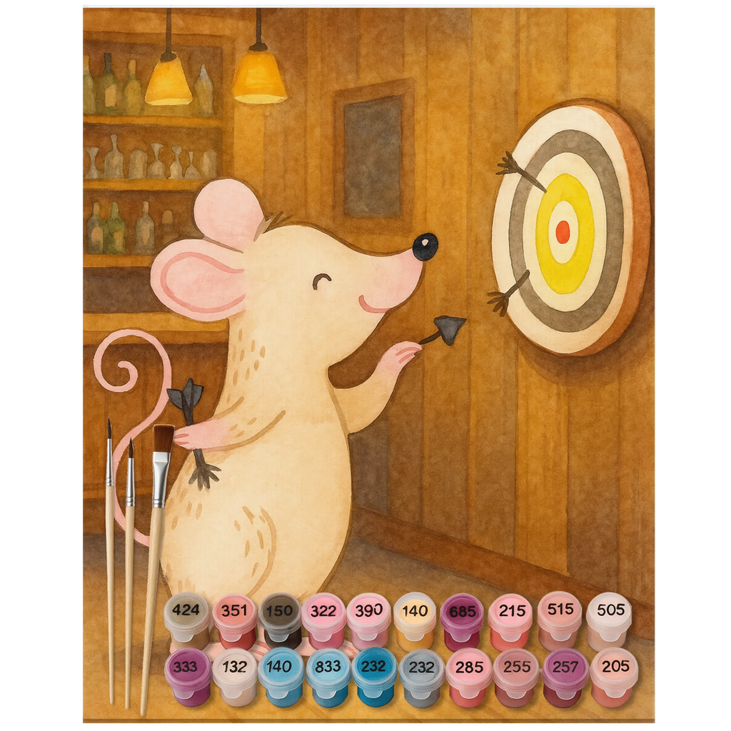 Paint by Numbers Mouse play darts Design Gift, giving, thank you, award, profit, athlete, Play darts, darts tournament