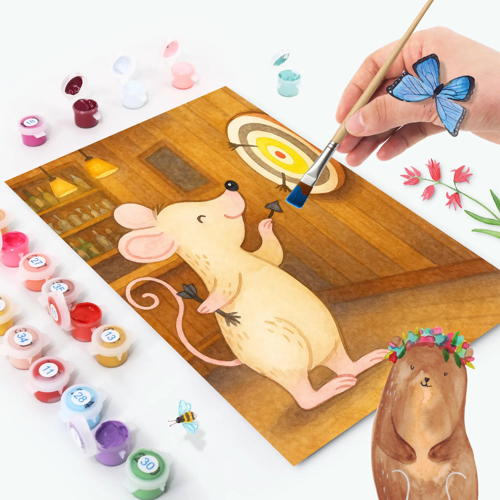 Paint by Numbers Mouse play darts Design Gift, giving, thank you, award, profit, athlete, Play darts, darts tournament