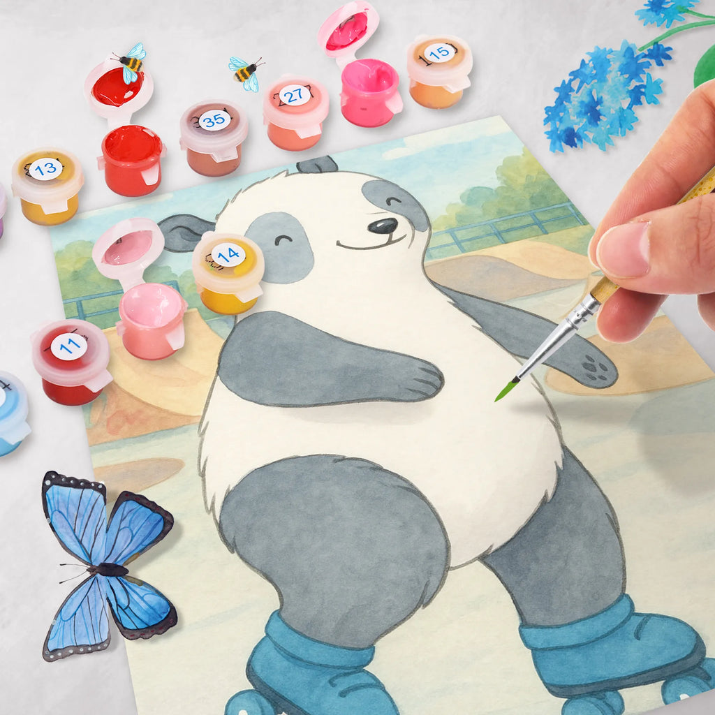 Paint by Numbers panda roller blading Design Gift, giving, thank you, award, profit, athlete, roller blading, Inline skating, roller skating