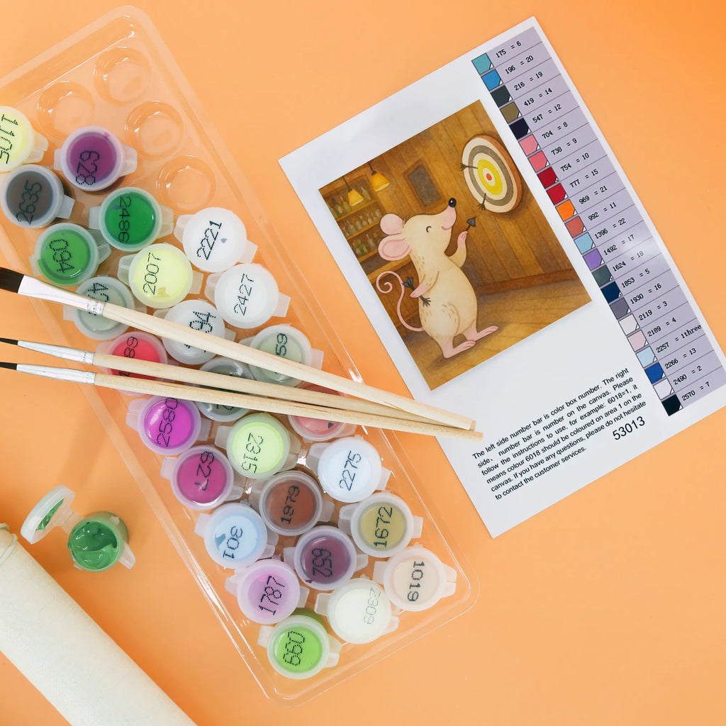 Paint by Numbers Mouse play darts Design Gift, giving, thank you, award, profit, athlete, Play darts, darts tournament