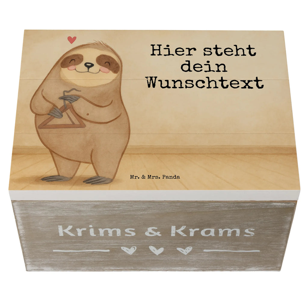 Personalised wooden chest sloth Triangle Design Instruments, gifts for musicians, music enthusiasts