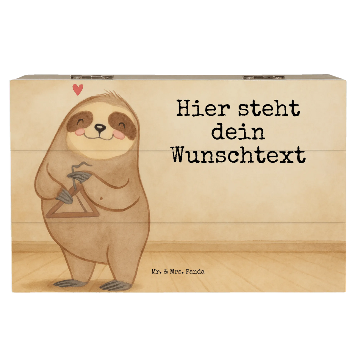 Personalised wooden chest sloth Triangle Design Instruments, gifts for musicians, music enthusiasts