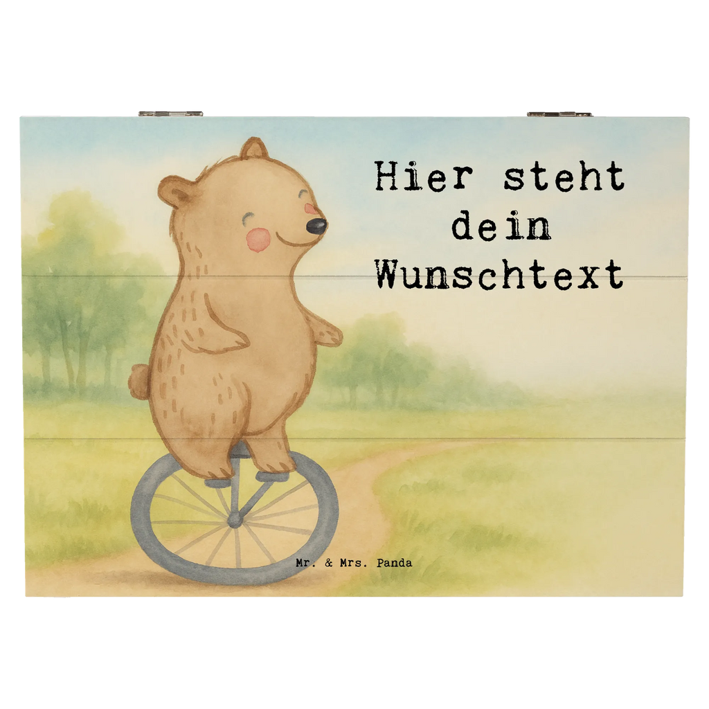 Personalised wooden chest bear ride a unicycle Design Gift, giving, thank you, award, profit, athlete, ride a unicycle