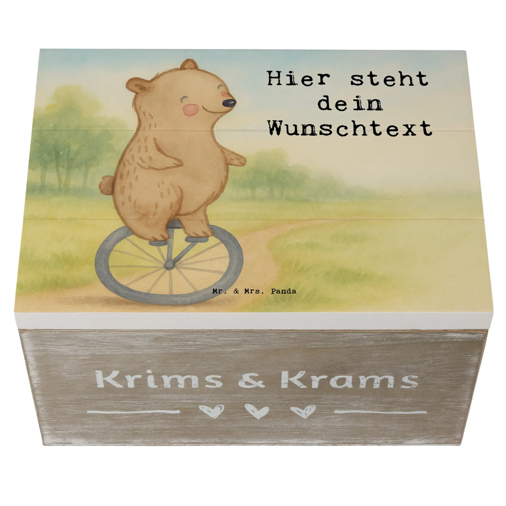 Personalised wooden chest bear ride a unicycle Design Gift, giving, thank you, award, profit, athlete, ride a unicycle