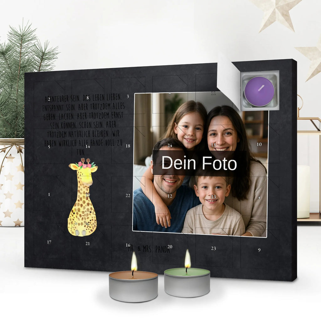 Personalisierter Duftkerzen Foto Adventskalender Giraffe Blumenkranz Personalisierter Duftkerzen Foto Adventskalender, Afrika, Wildtiere, Abenteurer, Selbstliebe, Freundin, Blumenkranz, Giraffe