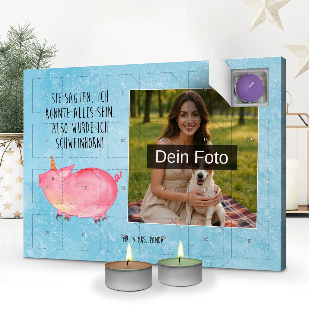 Personalisierter Duftkerzen Foto Adventskalender Einhorn Schwein Personalisierter Duftkerzen Foto Adventskalender, Unicorn, Einhorn, Einhörner, Einhorn Deko, Englisch, Funny, Pig, Piggy, Party, English, Witzig. Lustig, Schwein, Geschenk, Spruch, Spaß, Bauer, Schweinhorn