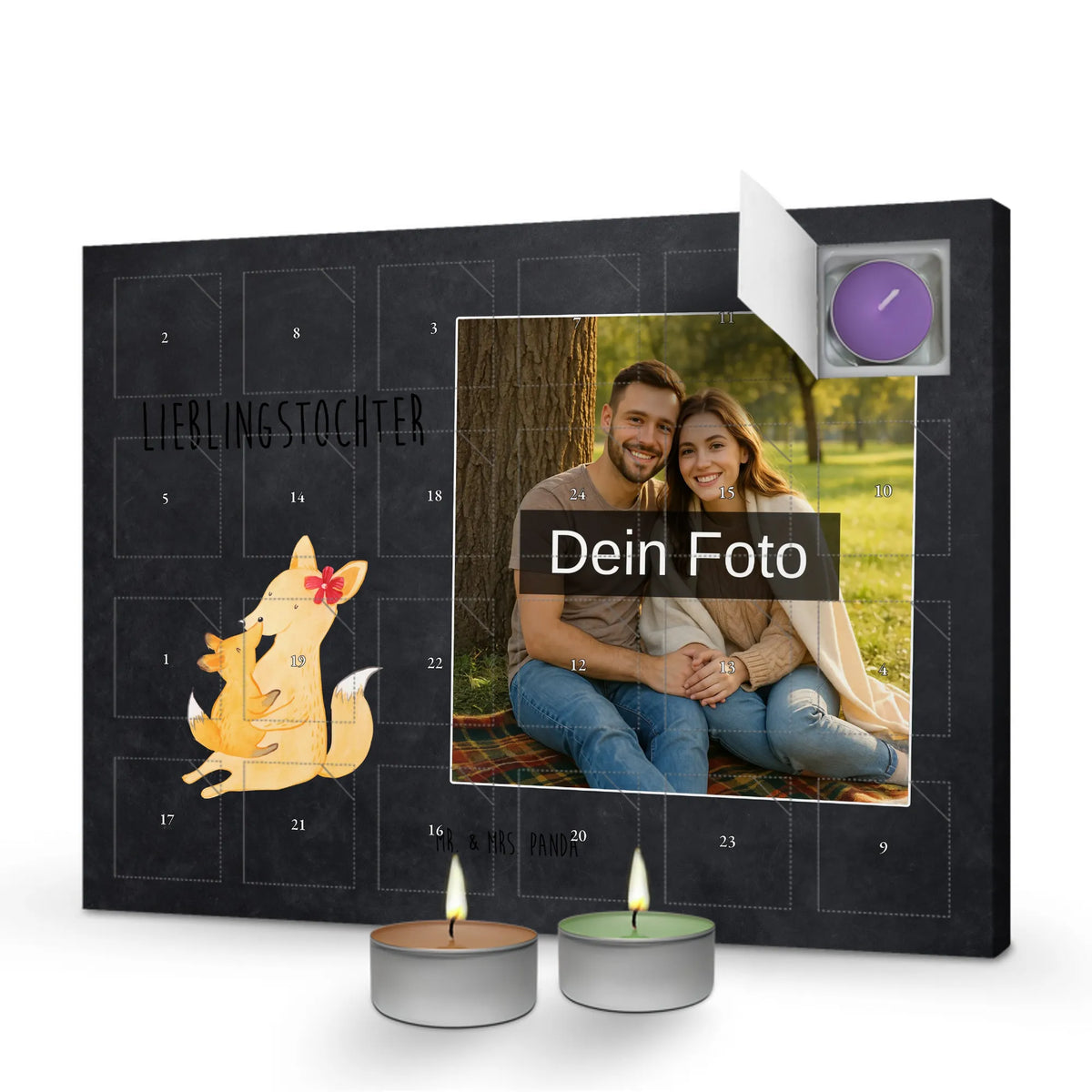  Fox mummy Personalisierter Duftkerzen Foto Adventskalender, Muttertag, Vatertag, Mama, Papa, Oma, Opa, Familie, Schwester, Bruder, Beste Tochter, Geschenk, Lieblingstochter, Mutter, Tochter