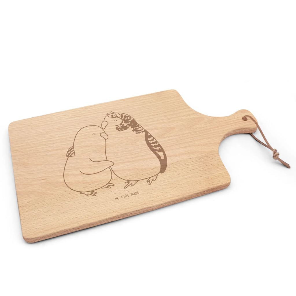 Cutting board with handle Parakeets in love Loving, Two, Together, Marriage, Proposal of marriage, Love gift, gift for her, gift for him, anniversary gift, birds, budgie, cuddling, trust, closeness