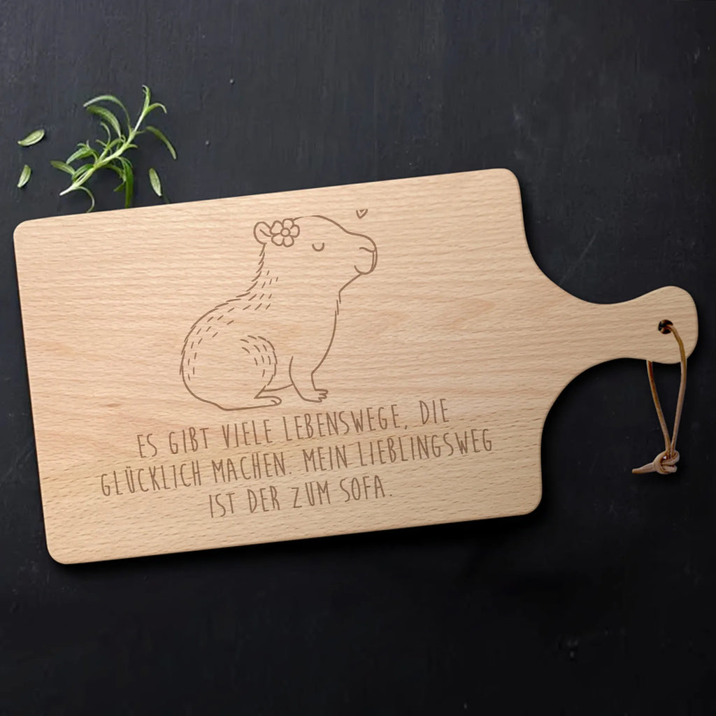 Cutting board with handle Capybara flower card, gift ideas, gifts, small animals, cute, cute animal motives, hand drawn, funny sayings, good mood, special gifts, animal lover