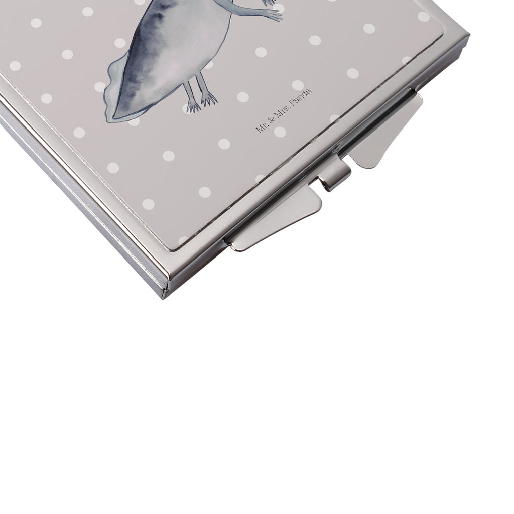 Handtaschenspiegel quadratisch Axolotl schwimmt Spiegel, Handtasche, Quadrat, silber, schminken, Schminkspiegel, Axolotl, Molch, Axolot, Schwanzlurch, Lurch, Lurche, Problem, Probleme, Lösungen, Motivation