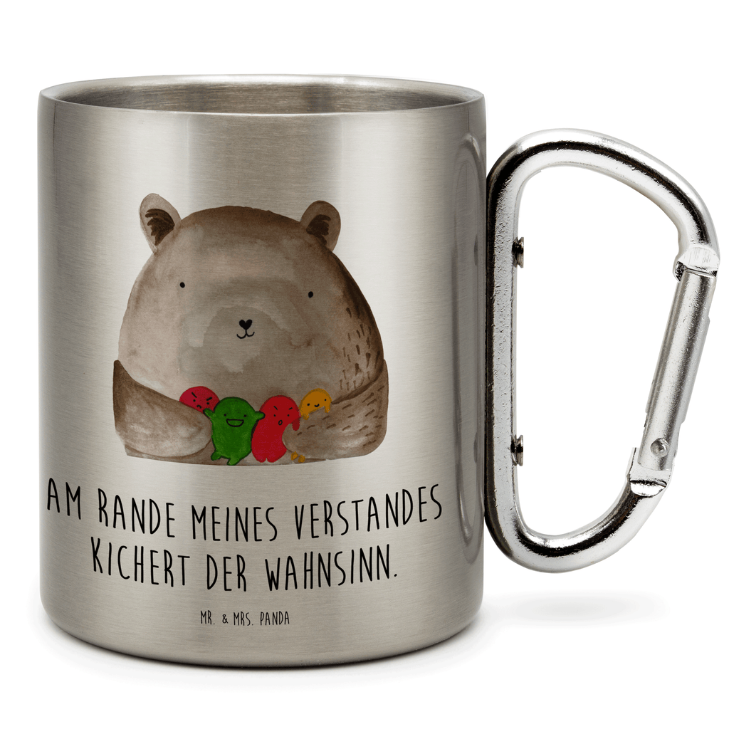 Edelstahlbecher Bär Gefühl Edelstahltasse, Karabiner, Edelstahlbecher, Outdoor, Camping, Tasse, Becher, Bär, Teddy, Teddybär, Wahnsinn, Verrückt, Durchgedreht