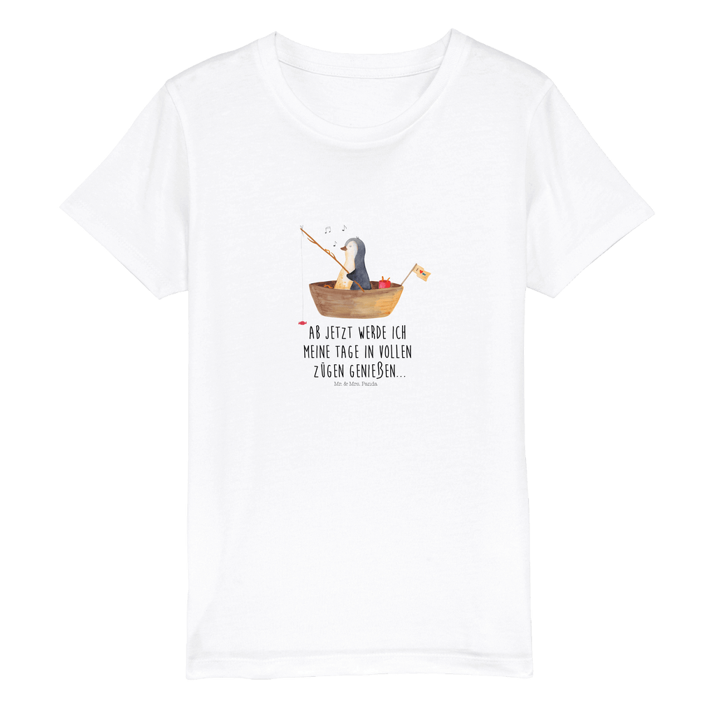 Organic Kinder T-Shirt Pinguin Angelboot Kinder T-Shirt, Kinder T-Shirt Mädchen, Kinder T-Shirt Jungen, Pinguin, Pinguine, Angeln, Boot, Angelboot, Lebenslust, Leben, genießen, Motivation, Neustart, Neuanfang, Trennung, Scheidung, Geschenkidee Liebeskummer