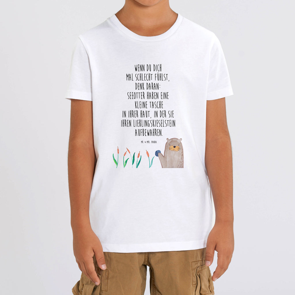 Organic Kinder T-Shirt Otter Stein Kinder T-Shirt, Kinder T-Shirt Mädchen, Kinder T-Shirt Jungen, Otter, Fischotter, Seeotter, Otter Seeotter See Otter