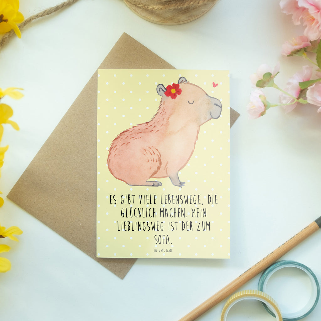 Grußkarte Capybara Blume Grußkarte, Klappkarte, Einladungskarte, Glückwunschkarte, Hochzeitskarte, Geburtstagskarte, Karte, Tiermotive, Gute Laune, lustige Sprüche, Tiere, Capybara