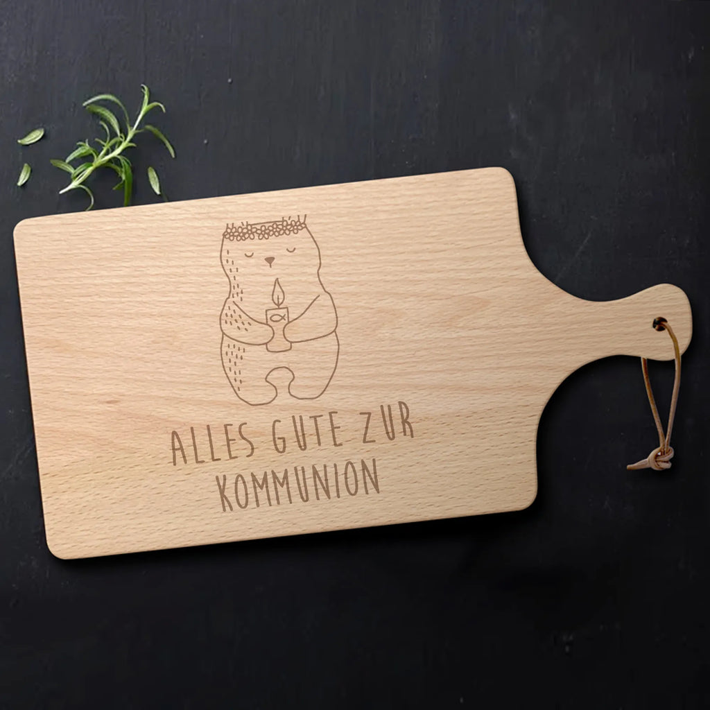Cutting board with handle bear communion teddy bear, cuddly toy, catholic, communion, God's blessing, baptismal candle