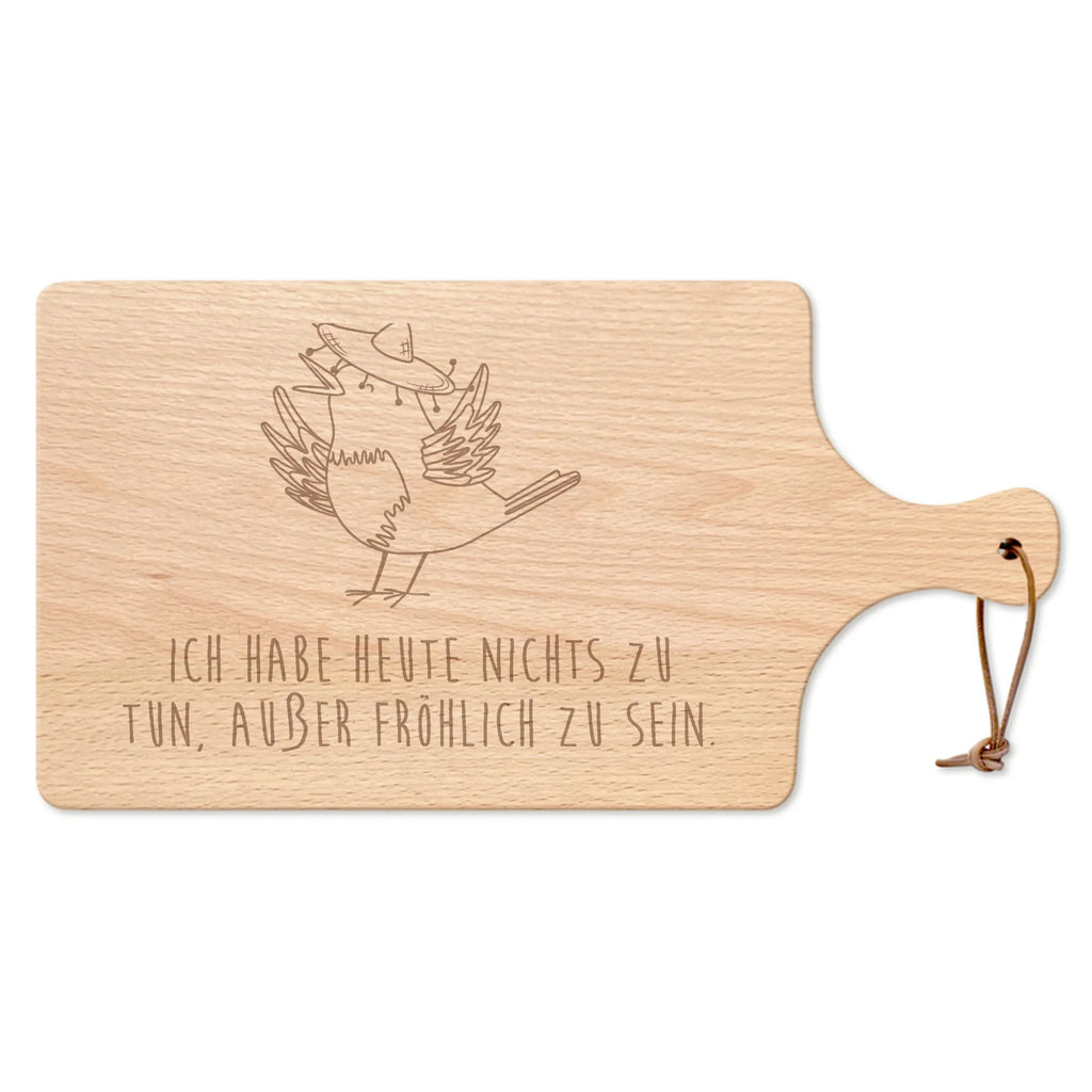 Cutting board with handle Crow sombrero card, gift ideas, gifts, small animals, cute, cute animal motives, hand drawn, funny sayings, good mood, special gifts, animal lover, Happiness Saying, Raven, Be happy, Magpie, Saying positive, Birds, Bird