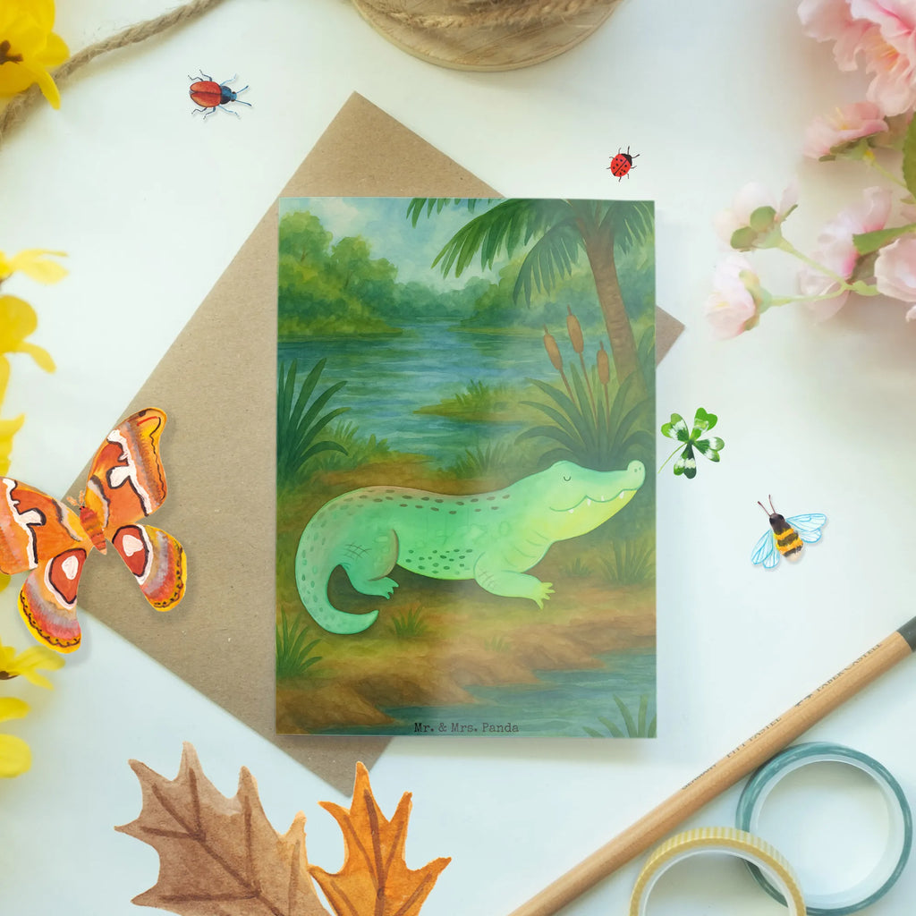 Greetings card Crocodile Design gift ideas, vacation, Seafood, aquatic animals, ocean, shells, corals, reef, whale, narwhal, sea urchin, lobster, platypus, manatee, crocodile, shrimp, gifts for seafood lovers, water world, underwater animals, underwater world, deep sea, seafood fans, seafood decoration, seafood posters, favorite person, crocodiles, adventurousness, to be spontaneous, to be crazy, girlfriend, best friend