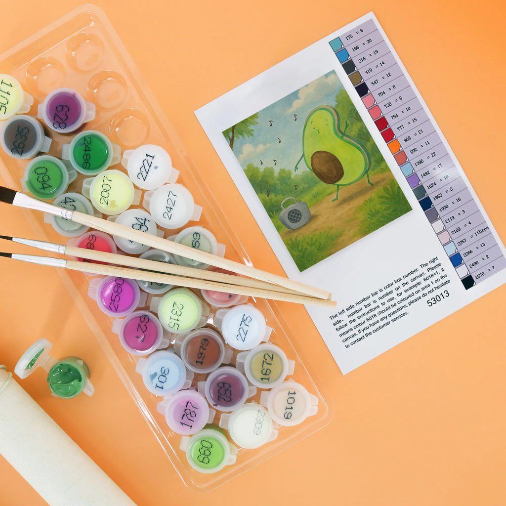 Malowanie według numerów Awokado tańczyć Design Awokado, Warzywa, Wegan, Zdrowy