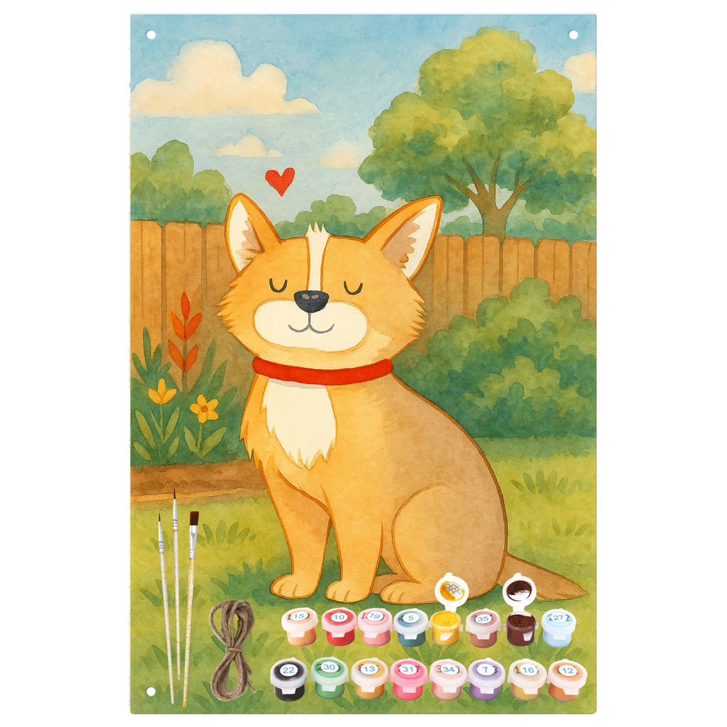 Malen nach Zahlen Metallschild Hund Glück Design Malen nach Zahlen, Baseln, Sprüche, Hund, Hunderasse, Hundebesitzer, Hundemotiv, Haustier, Tierliebhaber, Corgie, Hundeliebe, Spruch, Hundemama, Liebe