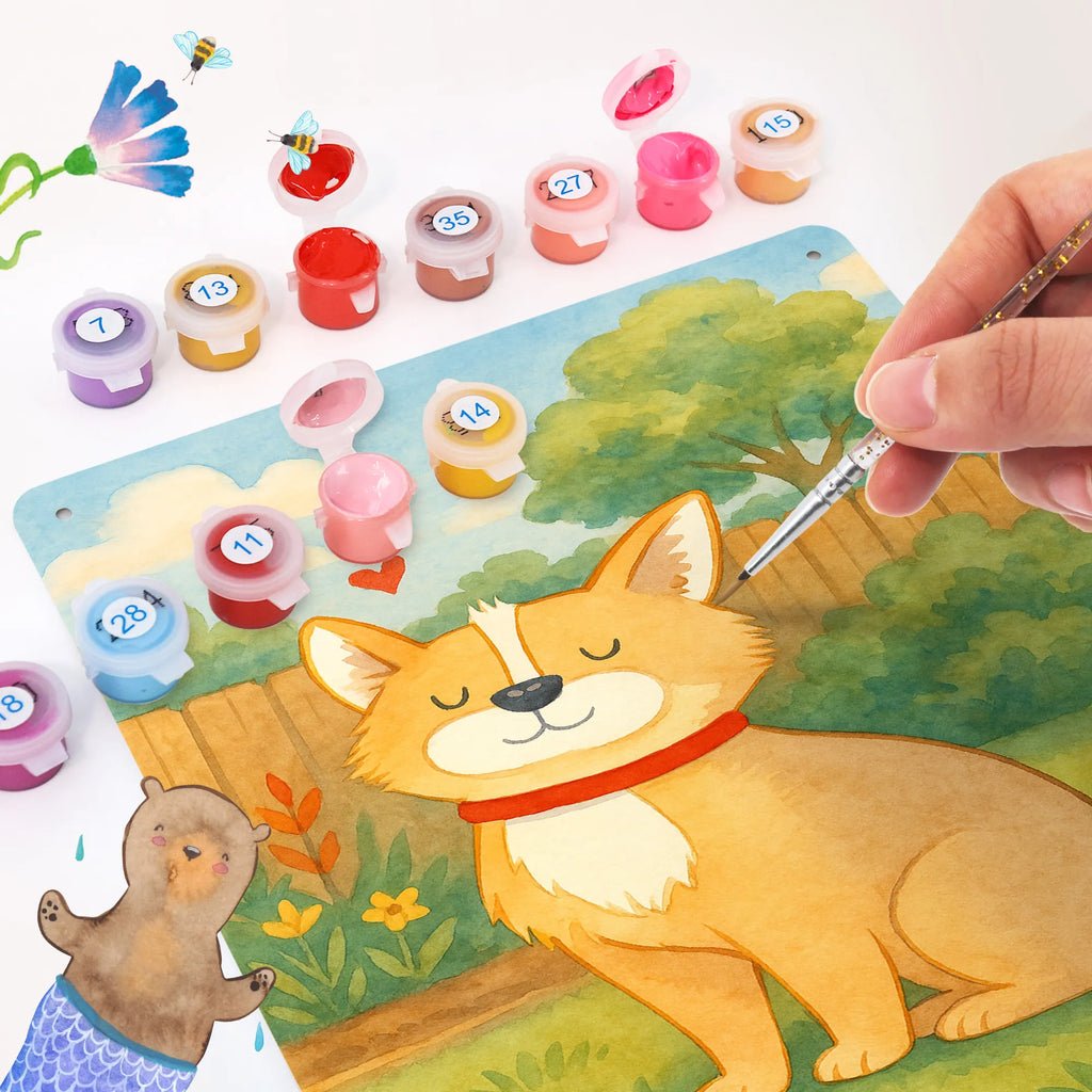 Malen nach Zahlen Metallschild Hund Glück Design Malen nach Zahlen, Baseln, Sprüche, Hund, Hunderasse, Hundebesitzer, Hundemotiv, Haustier, Tierliebhaber, Corgie, Hundeliebe, Spruch, Hundemama, Liebe