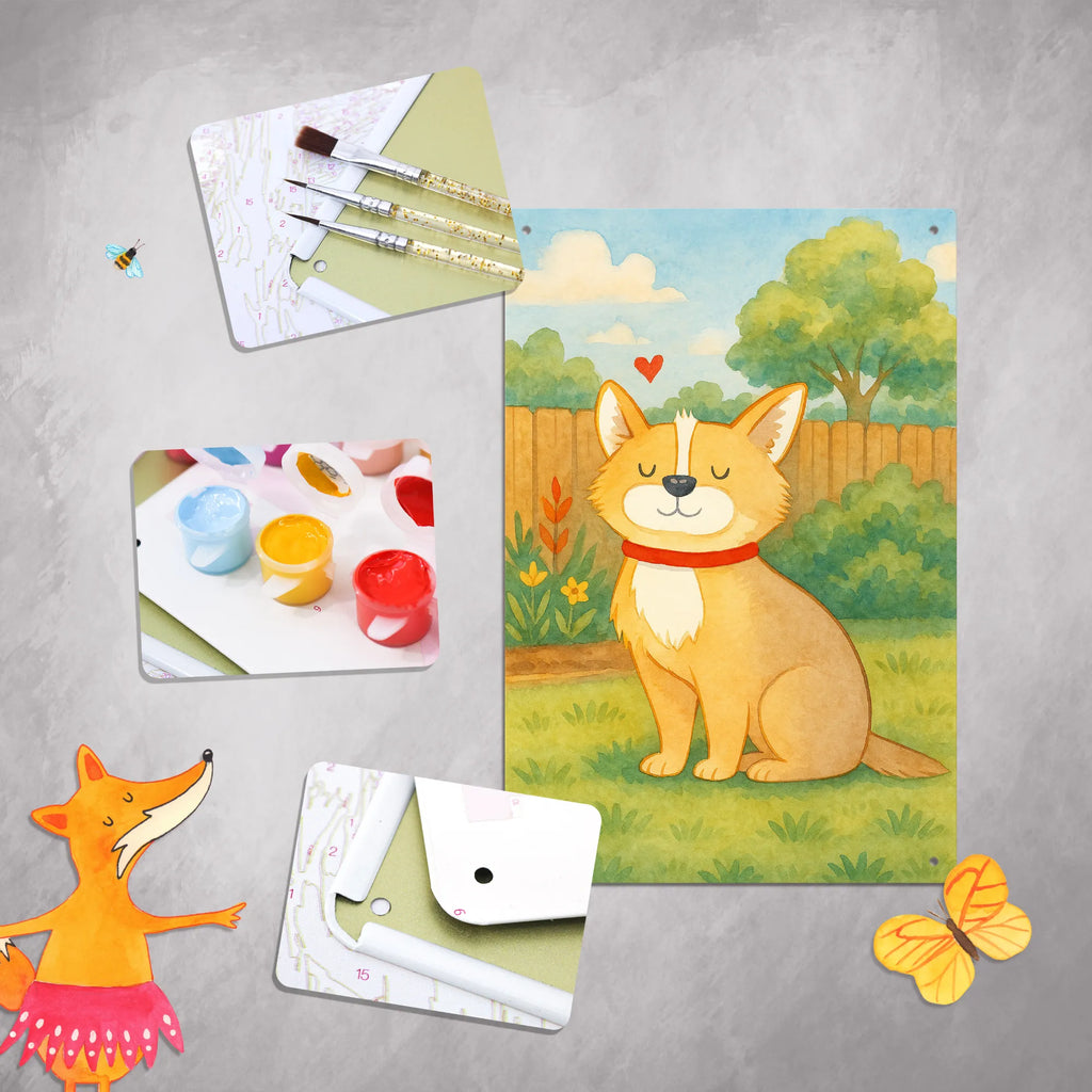 Malen nach Zahlen Metallschild Hund Glück Design Malen nach Zahlen, Baseln, Sprüche, Hund, Hunderasse, Hundebesitzer, Hundemotiv, Haustier, Tierliebhaber, Corgie, Hundeliebe, Spruch, Hundemama, Liebe