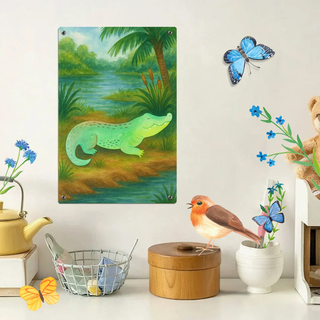 Paint by Numbers Metal Sign Crocodile Design gift ideas, vacation, Seafood, aquatic animals, ocean, shells, corals, reef, whale, narwhal, sea urchin, lobster, platypus, manatee, crocodile, shrimp, gifts for seafood lovers, water world, underwater animals, underwater world, deep sea, seafood fans, seafood decoration, seafood posters, adventurousness, to be crazy, to be spontaneous, best friend, girlfriend, crocodiles, favorite person