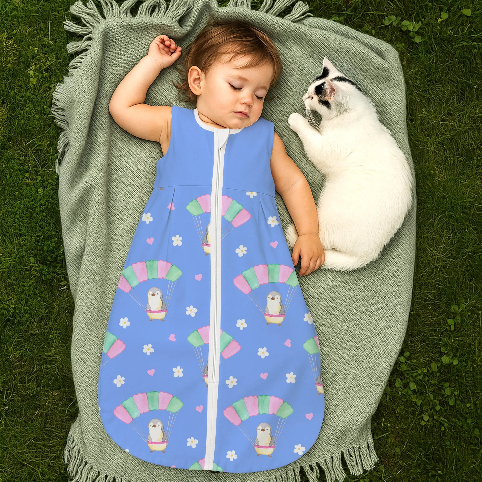 schlafsack zu verschenken Schlafsack Baby Pinguin Fallschirm springen Muster