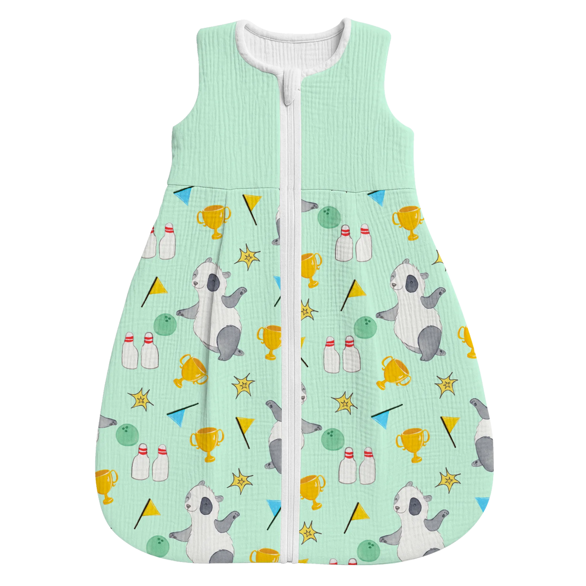 Schlafsack Baby Panda Bowling Muster Babyschlafsack, Schlafsack Baby, Geschenk, Sport, Sportart, Hobby, Schenken, Danke, Dankeschön, Auszeichnung, Gewinn, Sportler, Bowling Center, Bowlingbahn, Bowlingausflug, Bowlen gehen, Bowling, Bowlingparty, Kegelbahn, Kegelausflug