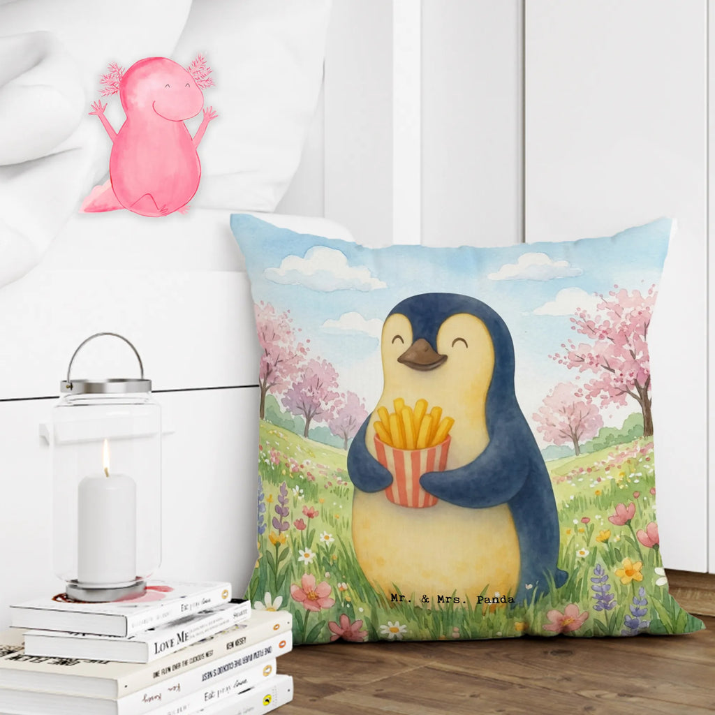 40x40 Kissen Pinguin Frühling Pommes Design, Kuschelkissen 40x40