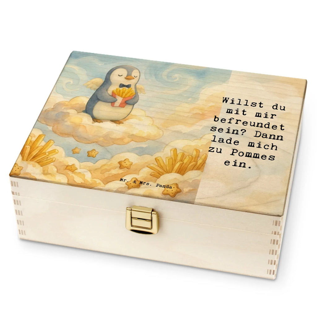 Teekiste Pinguin Engel Pommes Design, Geschenk für Paare, Teebox