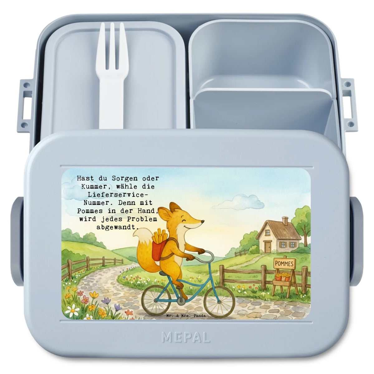 MEPAL Bentobox Fuchs Lieferung Pommes Design Lunchbox, Essensbox, Snackbox, Bento Box, Snackdose, Bentobox, Vesperbox, Lebensmittelbehälter, Bento-Brotdose, Frischhaltedose, Jausenbox, Meal Prep Box, Essensbehälter