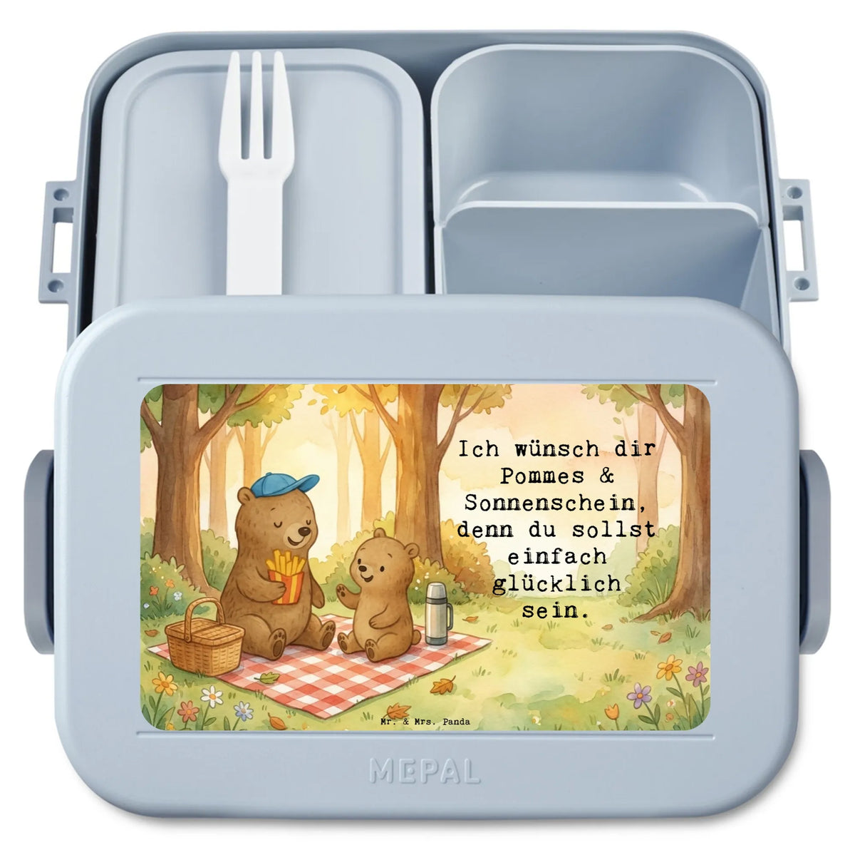 Bär Kind Pommes Design Frischhaltedose, Bentobox, Vesperbox, Essensbox, Lunchbox, Essensbehälter, Lebensmittelbehälter, Bento Box, Jausenbox, Meal Prep Box, Snackbox, Bento-Brotdose, Snackdose