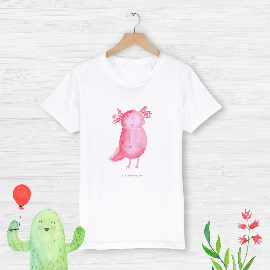 Organic Kinder T-Shirt Axolotl glücklich Kinder T-Shirt, Kinder T-Shirt Mädchen, Kinder T-Shirt Jungen, Axolotl, Molch, Axolot, Schwanzlurch, Lurch, Lurche, Motivation, gute Laune