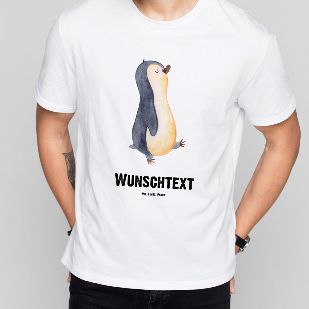 Personalisiertes T-Shirt Pinguin marschierend T-Shirt Personalisiert, T-Shirt mit Namen, T-Shirt mit Aufruck, Männer, Frauen, Pinguin, Pinguine, Frühaufsteher, Langschläfer, Bruder, Schwester, Familie