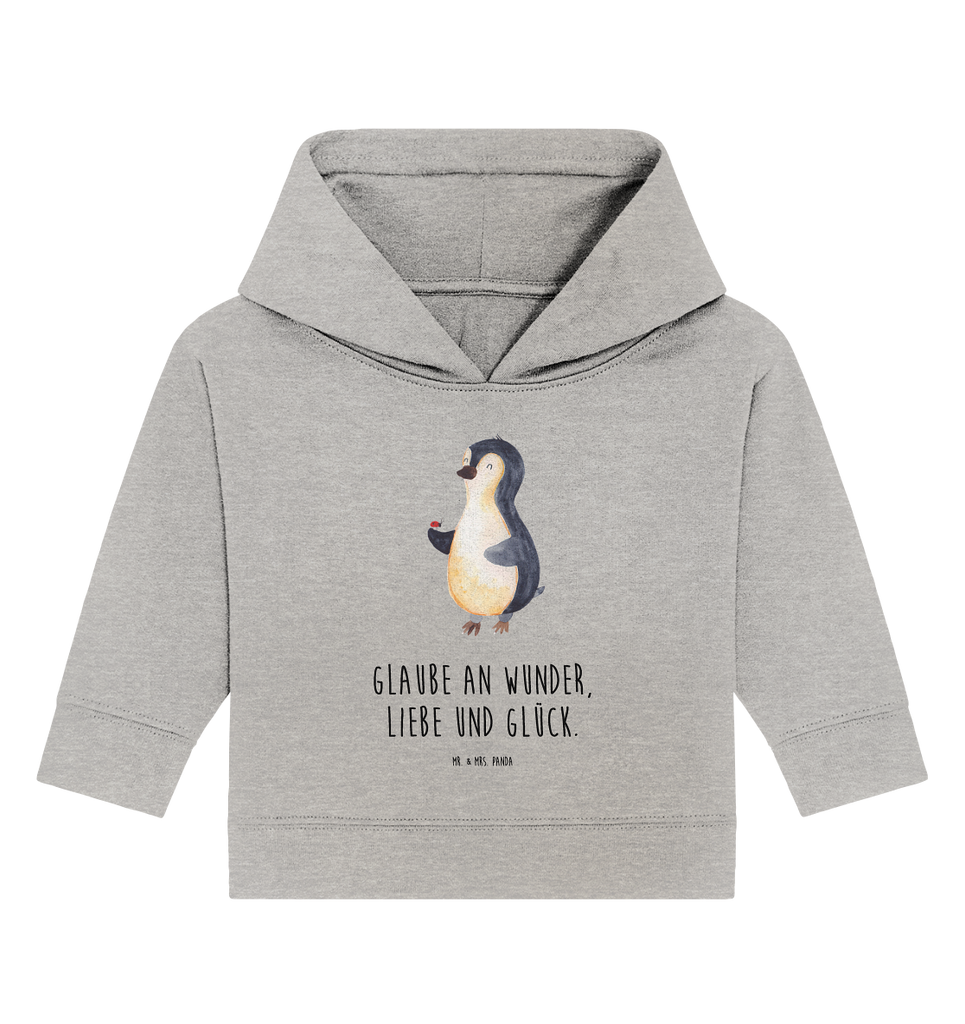 Organic Baby Hoodie Pinguin Marienkäfer Baby Kapuzenshirt, Baby Kapuzensweatshirt, Baby Hoodie, Baby Pullover, Pinguin, Pinguine, Marienkäfer, Liebe, Wunder, Glück, Freude, Lebensfreude