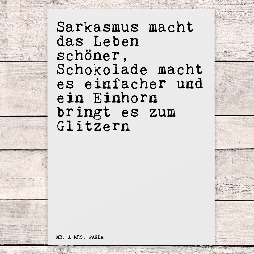 Pocztówka Sarkasmus macht das Leben... Przysłowie, przysłowia, zabawne przysłowia, mądrości, cytaty, prezenty z przysłowiami
