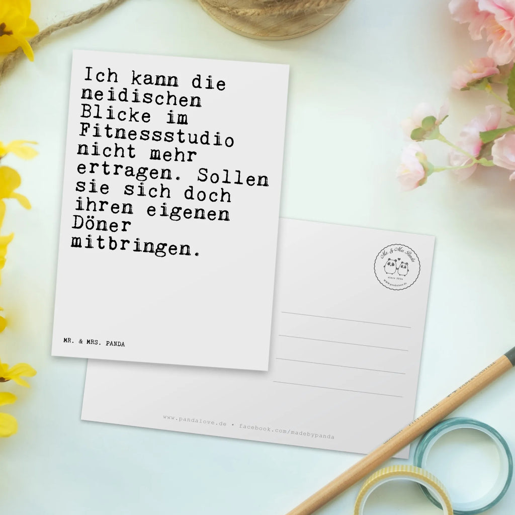Postkarte Sprüche und Zitate Ich kann die neidischen Blicke im Fitnessstudio nicht mehr ertragen. Sollen sie sich doch ihren eigenen Döner mitbringen. Postkarten, Ansichtskarten, Motivkarte, einzelkarte, Grußkarte, Kunstkarten, Postkarte, Designkarte, bildkarte, kunstkarte, spruchkarte, Ansichtskarte, Fotokarte, Weisheiten, Lustige Sprüche, Zitate, Spruch, Spruch Geschenke, Sprüche, Spruch Sprüche Weisheiten Zitate Lustig Weisheit Worte
