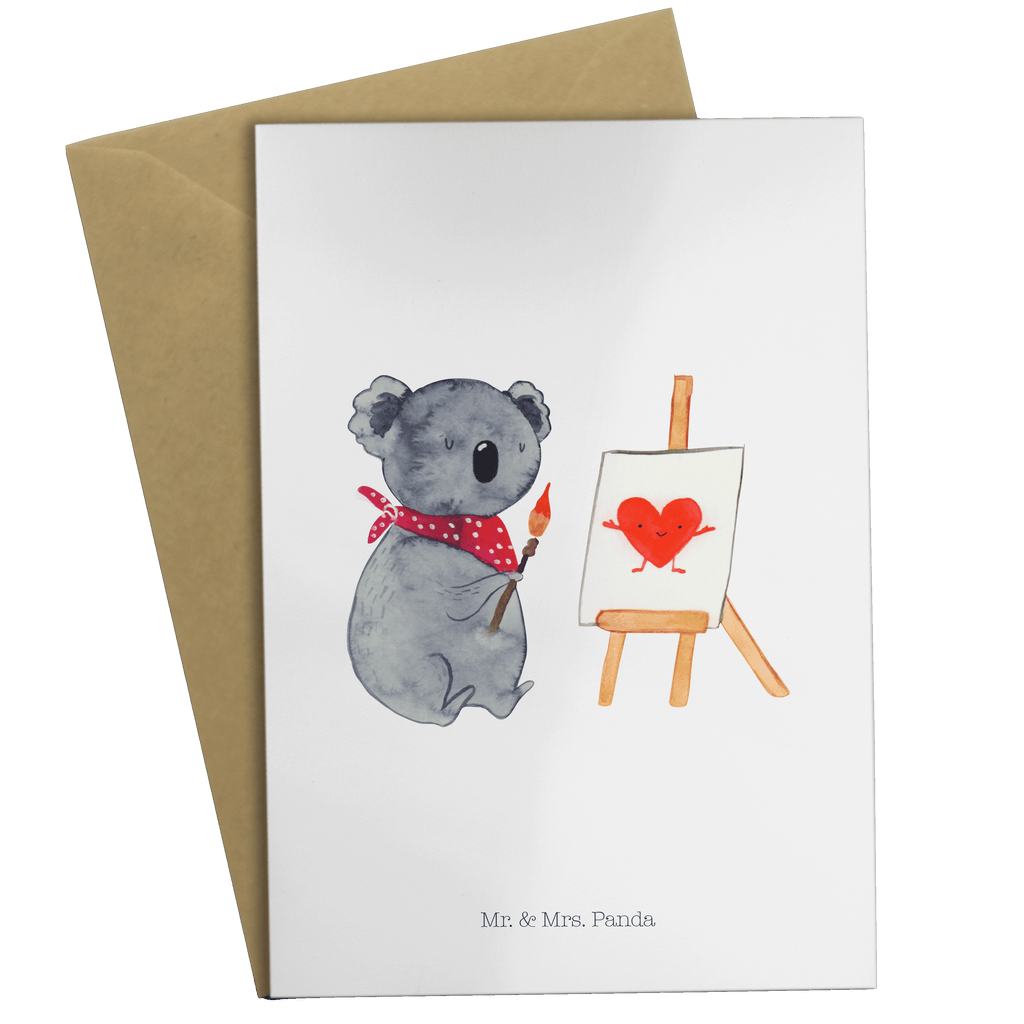 Grußkarte Koala Künstler Klappkarte, Einladungskarte, Glückwunschkarte, Hochzeitskarte, Geburtstagskarte, Karte, Koala, Koalabär, Liebe, Liebensbeweis, Liebesgeschenk, Gefühle, Künstler, zeichnen