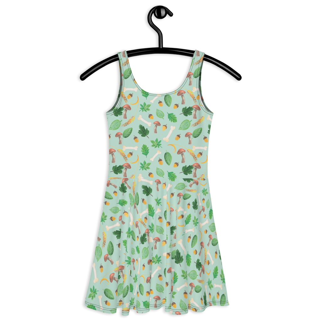 Sommerkleid Herbstwald Design Sommerkleid, Kleid, Skaterkleid, Aquarell Muster, Herbst, Wald, Pilze, Blätter, Laub