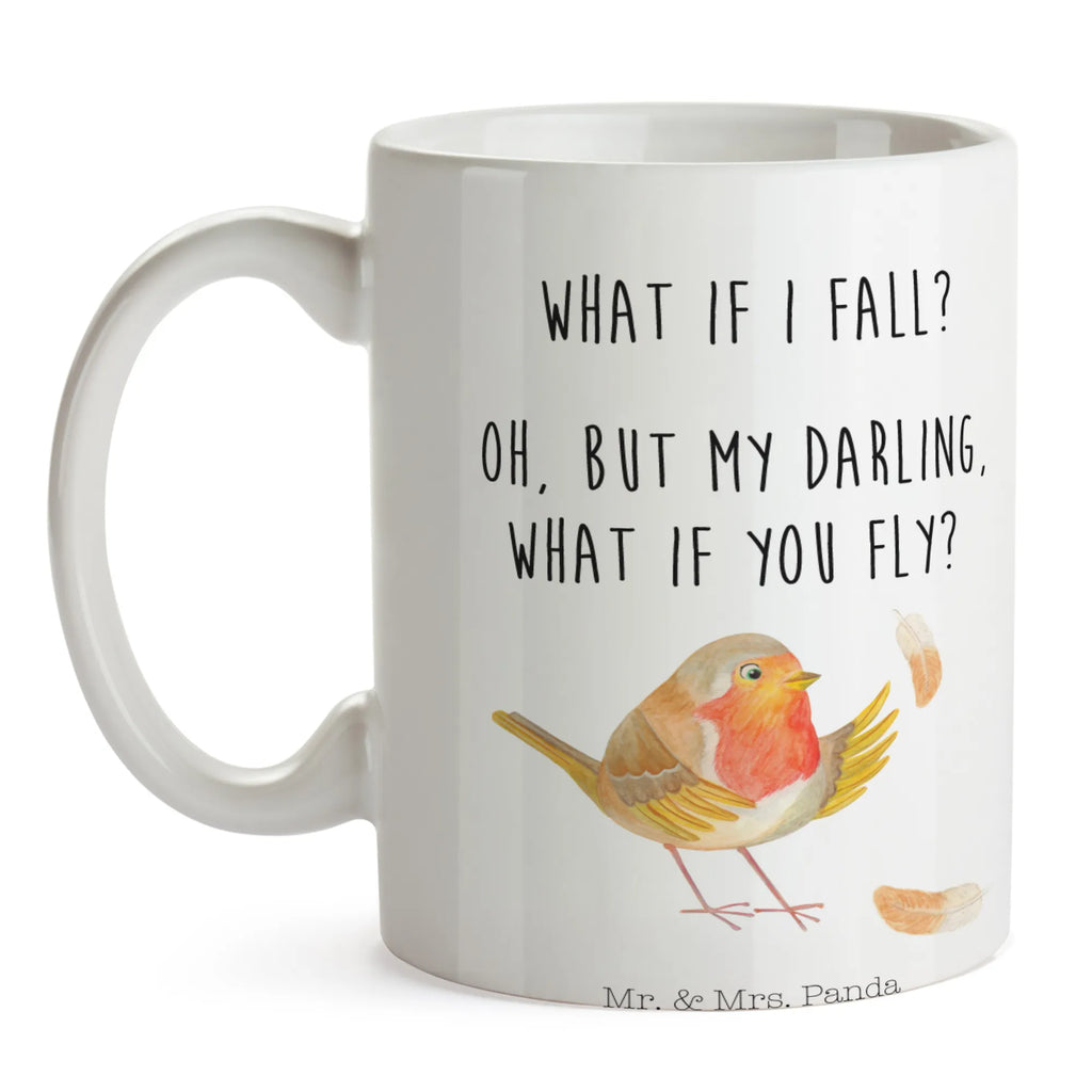 Mug robin feathers Tasse mit Zitaten, Porzellantasse, Kaffeetasse, Bürotasse, Keramiktasse, Teetasse, Tasse mit Motiven, Geschenktasse, Tasse, Tiermotive, Gute Laune, lustige Sprüche, Tiere, Motivationsbilder, Vogel, Rotkehlchen, Spruch Mut, Spruch Motivation, fliegen, Motivation Sprüche, What if i fall