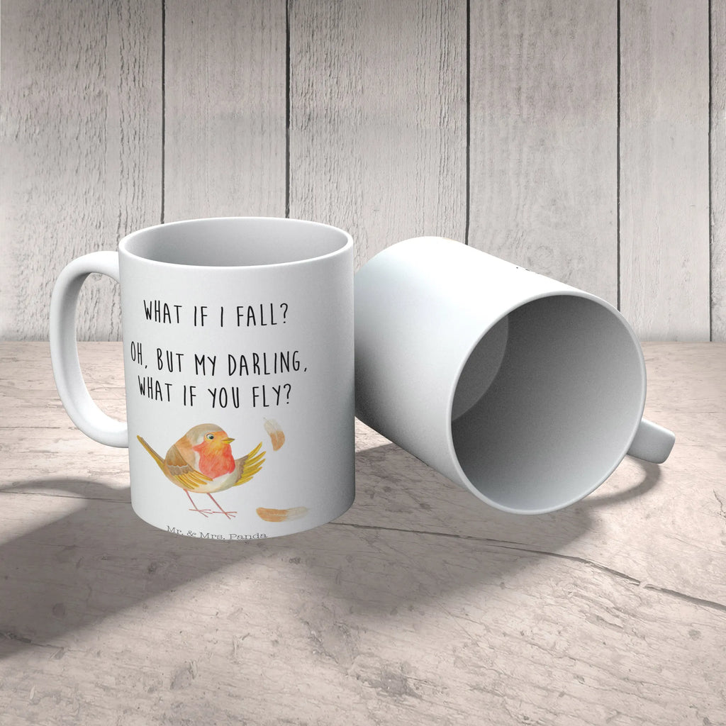 Mug robin feathers Tasse mit Zitaten, Porzellantasse, Kaffeetasse, Bürotasse, Keramiktasse, Teetasse, Tasse mit Motiven, Geschenktasse, Tasse, Tiermotive, Gute Laune, lustige Sprüche, Tiere, Motivationsbilder, Vogel, Rotkehlchen, Spruch Mut, Spruch Motivation, fliegen, Motivation Sprüche, What if i fall