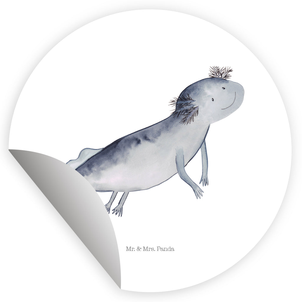 Rund Aufkleber Axolotl schwimmt Sticker, Aufkleber, Etikett, Axolotl, Molch, Axolot, Schwanzlurch, Lurch, Lurche, Problem, Probleme, Lösungen, Motivation