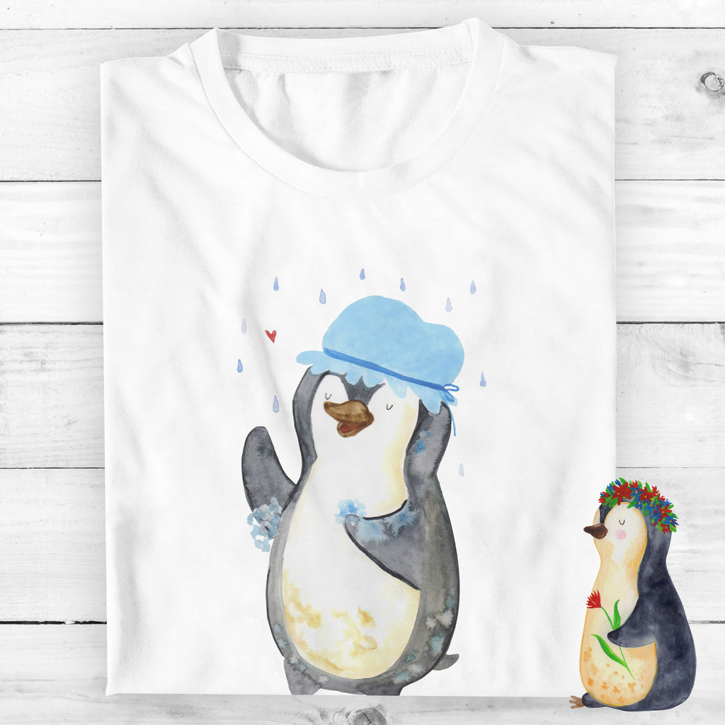 Personalisiertes T-Shirt Pinguin duscht T-Shirt Personalisiert, T-Shirt mit Namen, T-Shirt mit Aufruck, Männer, Frauen, Wunschtext, Bedrucken, Pinguin, Pinguine, Dusche, duschen, Lebensmotto, Motivation, Neustart, Neuanfang, glücklich sein