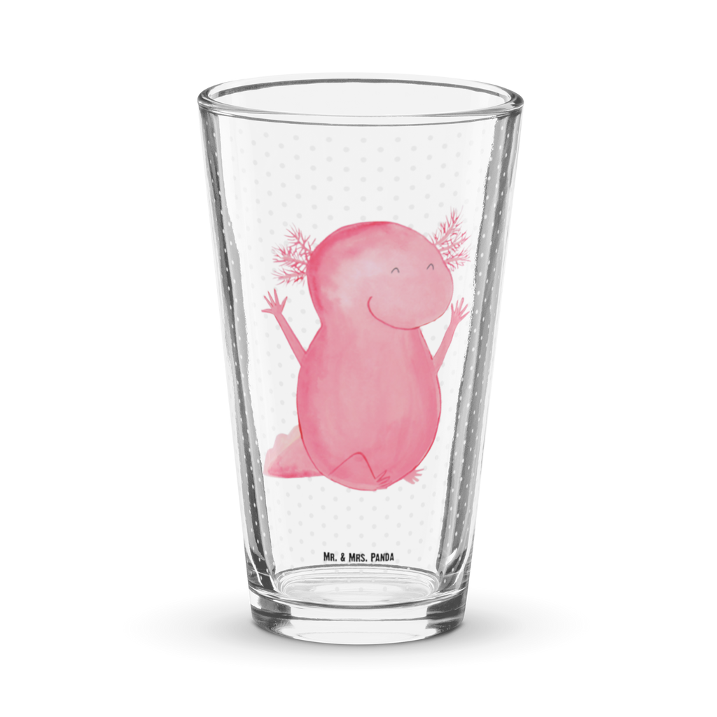 Premium Trinkglas Axolotl Hurra Trinkglas, Glas, Pint Glas, Bierglas, Cocktail Glas, Wasserglas, Axolotl, Molch, Axolot, Schwanzlurch, Lurch, Lurche, fröhlich, Spaß, Freude, Motivation, Zufriedenheit