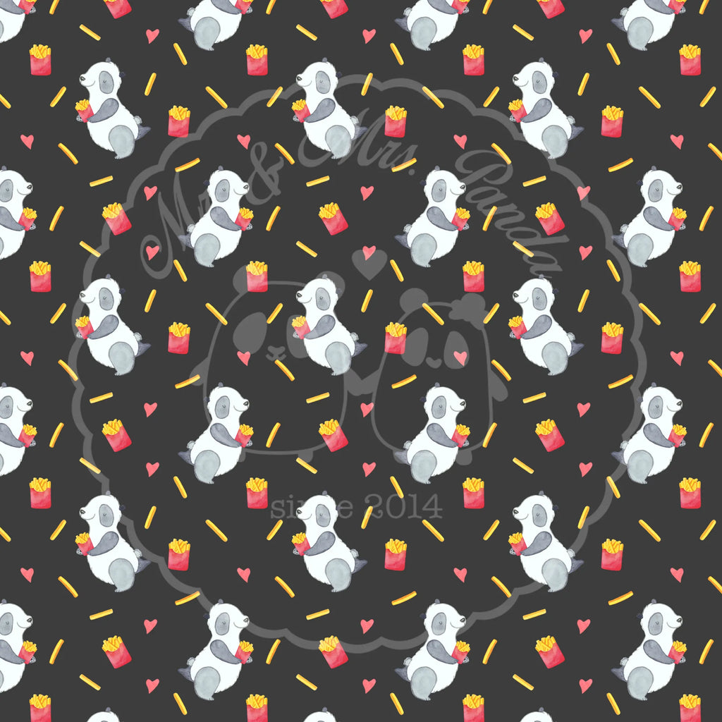 Koc Sherpa Panda frytki Pommes, Panda Muster, Panda, Pommes Muster