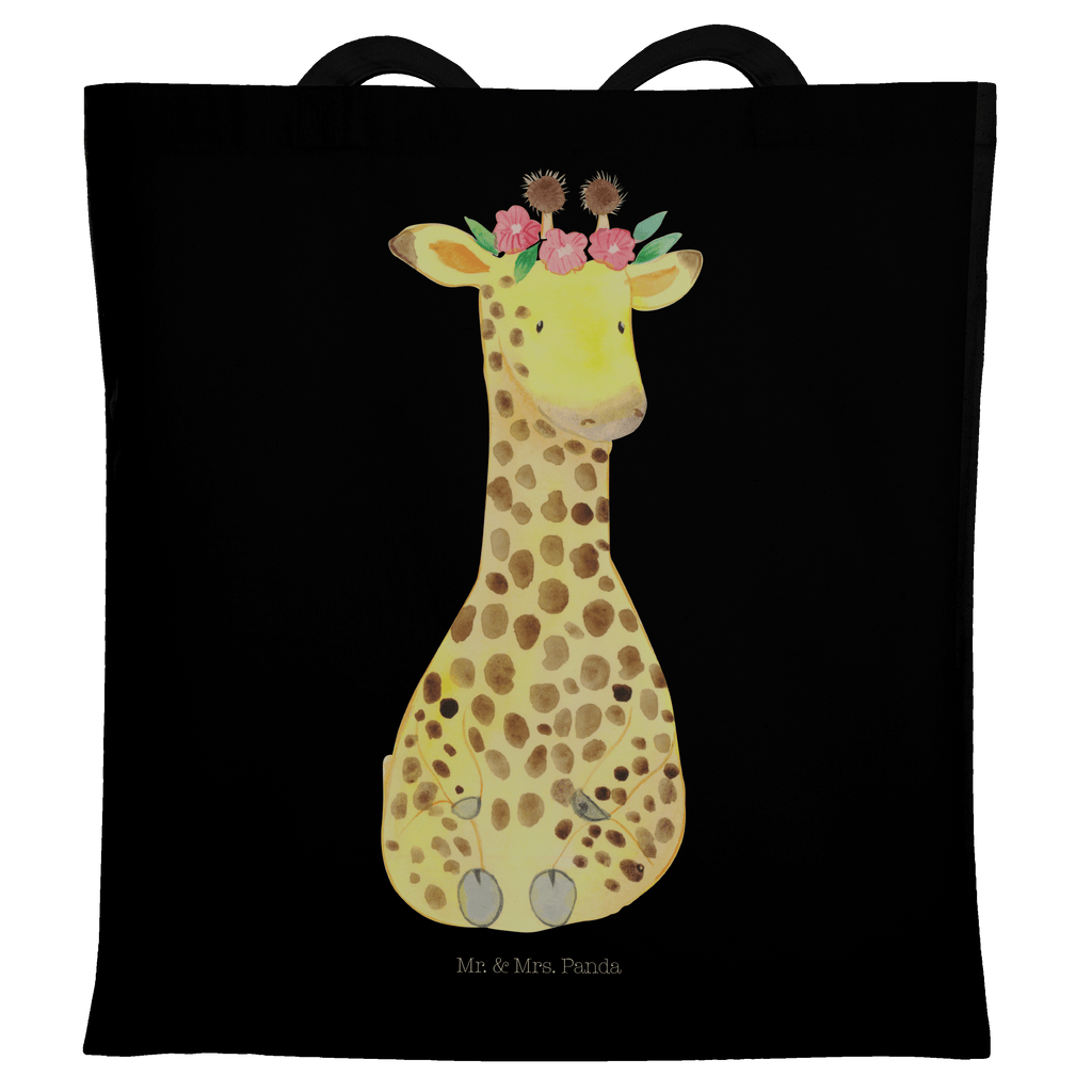 Tragetasche Giraffe Blumenkranz Beuteltasche, Beutel, Einkaufstasche, Jutebeutel, Stoffbeutel, Afrika, Wildtiere, Giraffe, Blumenkranz, Abenteurer, Selbstliebe, Freundin