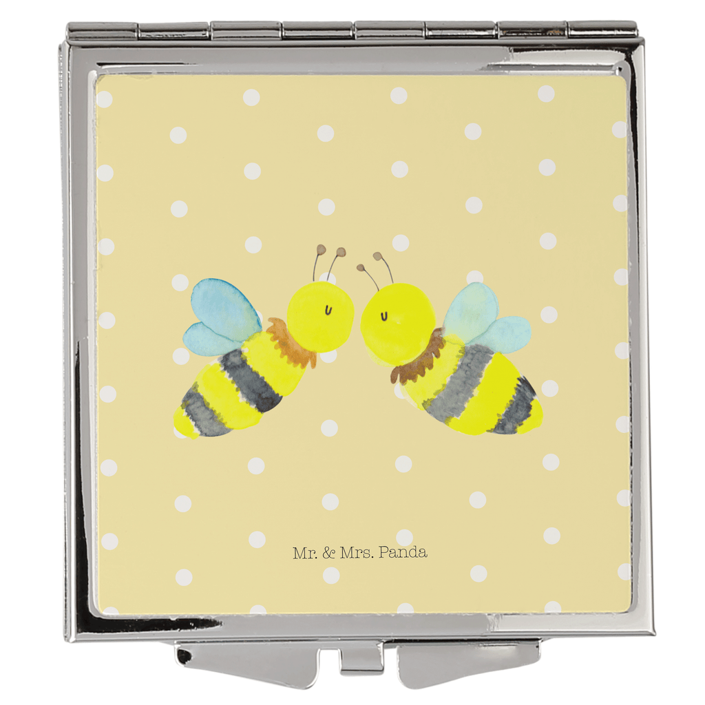 Handtaschenspiegel quadratisch Biene Liebe Spiegel, Handtasche, Quadrat, silber, schminken, Schminkspiegel, Biene, Wespe, Hummel