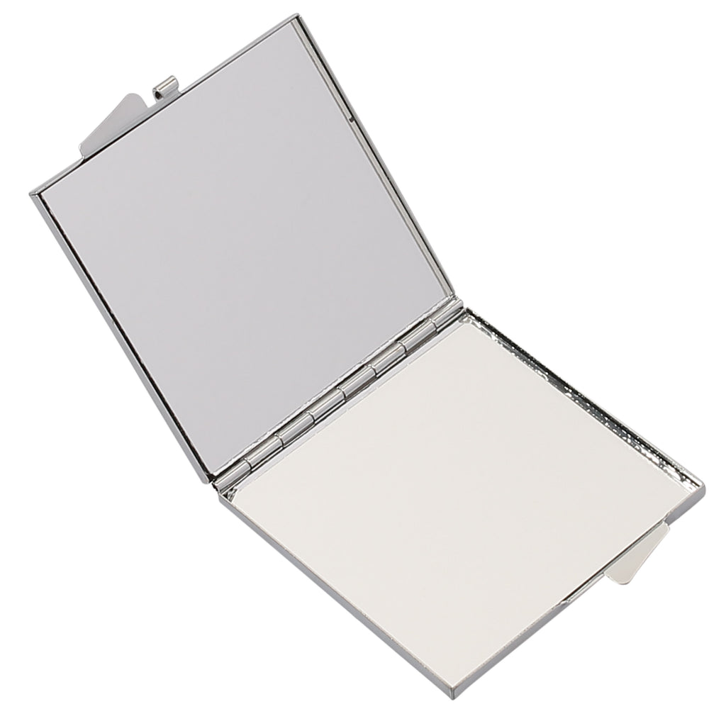 Handtaschenspiegel quadratisch Alpaka stolz Spiegel, Handtasche, Quadrat, silber, schminken, Schminkspiegel, Alpaka, Lama