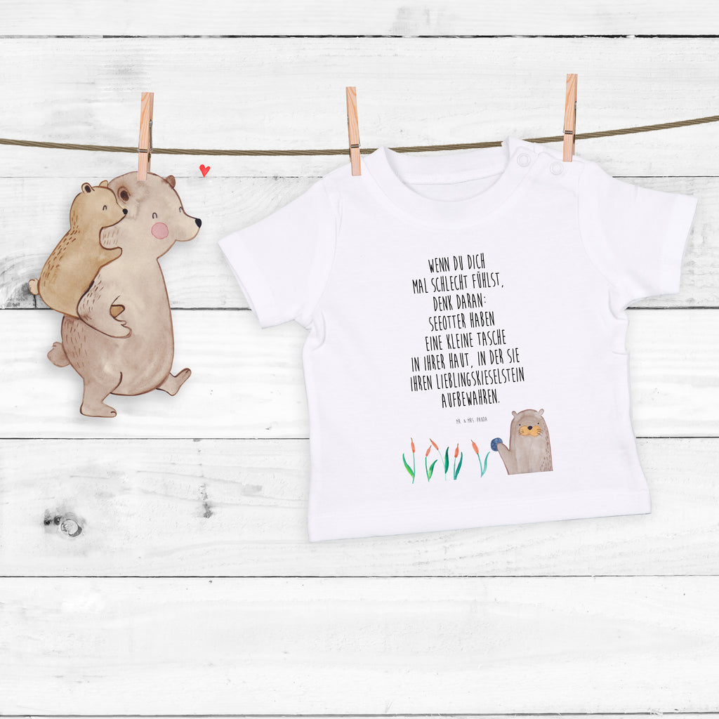 Organic Baby Shirt Otter mit Stein Baby T-Shirt, Jungen Baby T-Shirt, Mädchen Baby T-Shirt, Shirt, Otter, Fischotter, Seeotter, Otter Seeotter See Otter